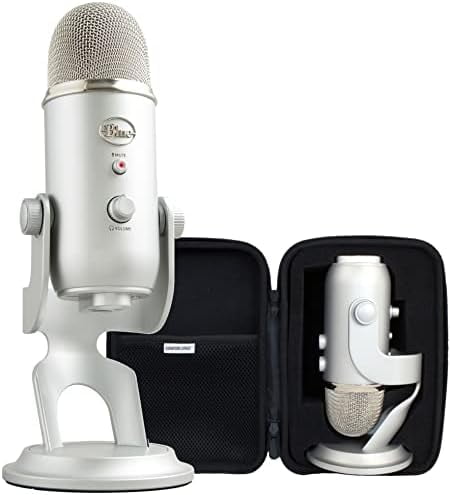 Logitech for Creators Blue Yeti USB Microphone for PC, Podcast, Gaming, Streaming - 4 Pickup Pattern, Plug and Play Condenser Computer Mic, Silver with Signature Series EVA Waterproof Travel Case