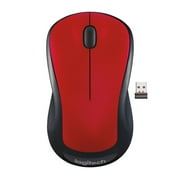 Logitech Full-Size Wireless Mouse, USB Nano Receiver, 1000 DPI Optical Tracking, Ambidextrous, Red, Walmart Exclusive