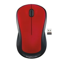 Logitech Full-Size Wireless Mouse, USB Nano Receiver, 1000 DPI Optical Tracking, Ambidextrous, Red