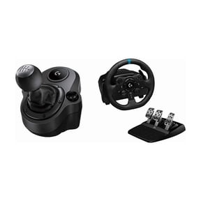 Logitech G Driving Force Shifter with Logitech G923 Racing Wheel and Pedals for PS 5, PS4 and PC and Genuine Leather Wheel Cover