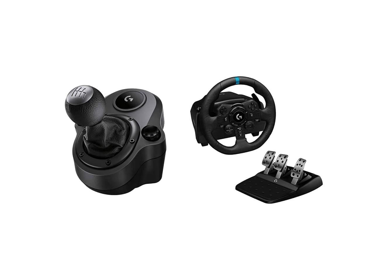 Logitech G Driving Force Shifter with Logitech G923 Racing Wheel and Pedals  for PS 5, PS4 and PC and Genuine Leather Wheel Cover 