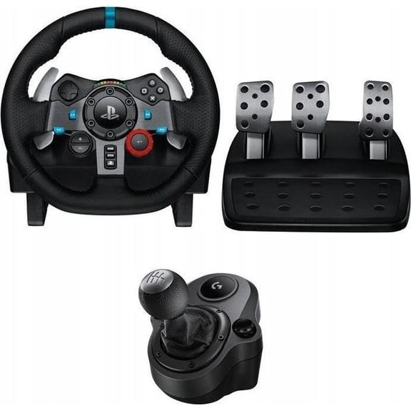 Logitech G G29 SE Driving Force Racing Steering Wheel and Pedals, Force Feedback, Genuine Leather Driving Force Shifter - for PS5, PS4 and PC, Mac - Black