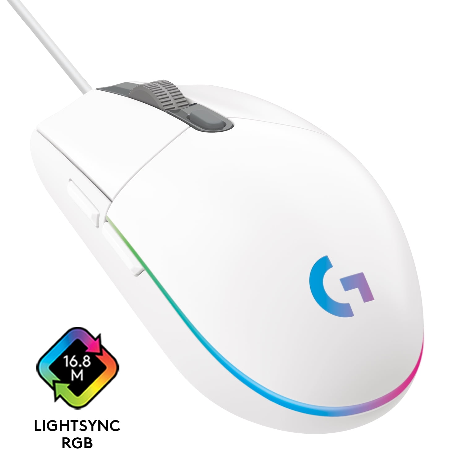 Aubergine supplere effekt Logitech G203 Lightsync Wired Gaming Mouse - White - Walmart.com