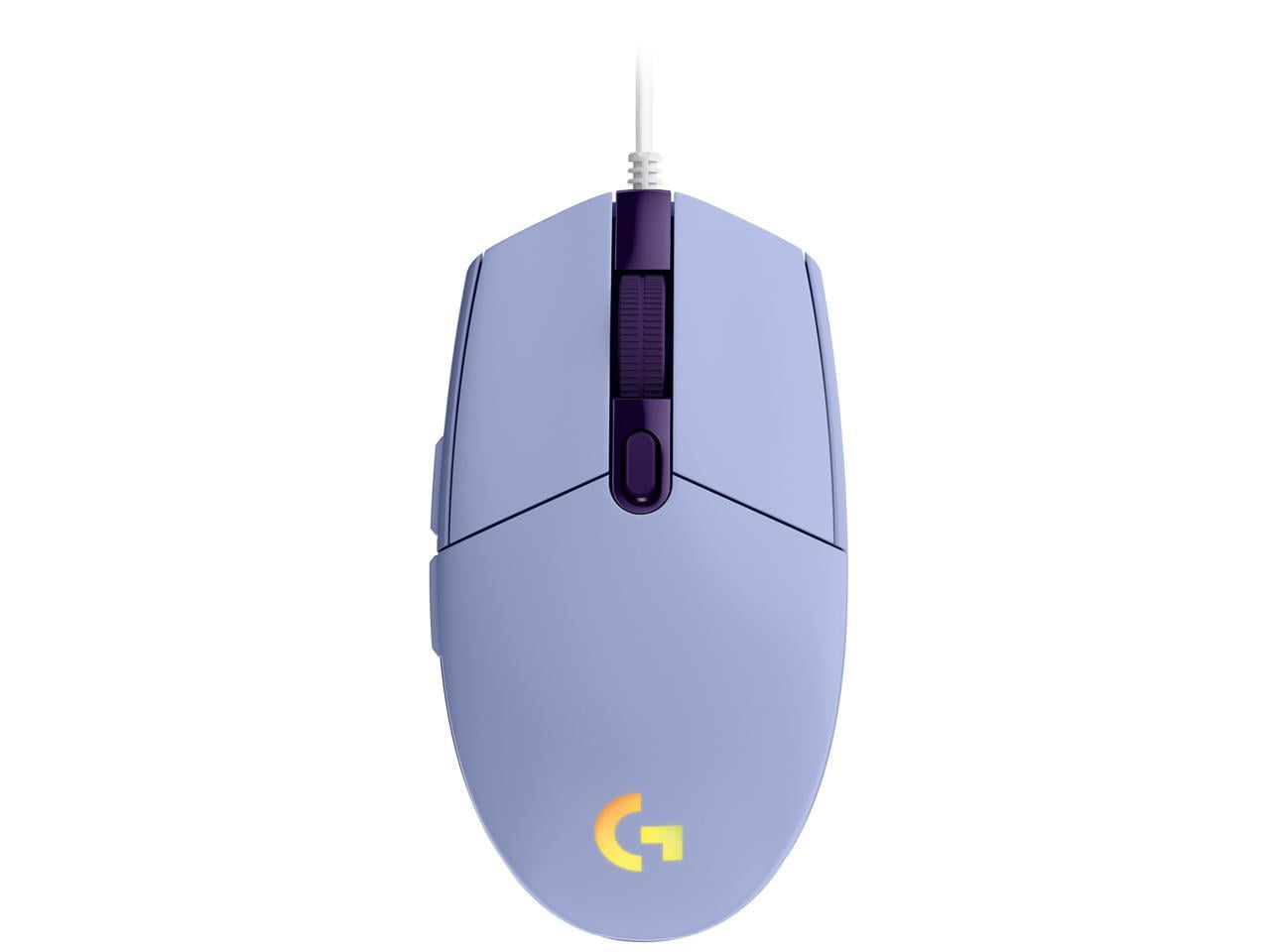 Logitech G203 Wired Gaming Mouse, 8,000 DPI, Rainbow Optical Effect  LIGHTSYNC RGB, 6 Programmable Buttons, On-Board Memory, Screen Mapping,  PC/Mac Computer and Laptop Compatible - Lilac