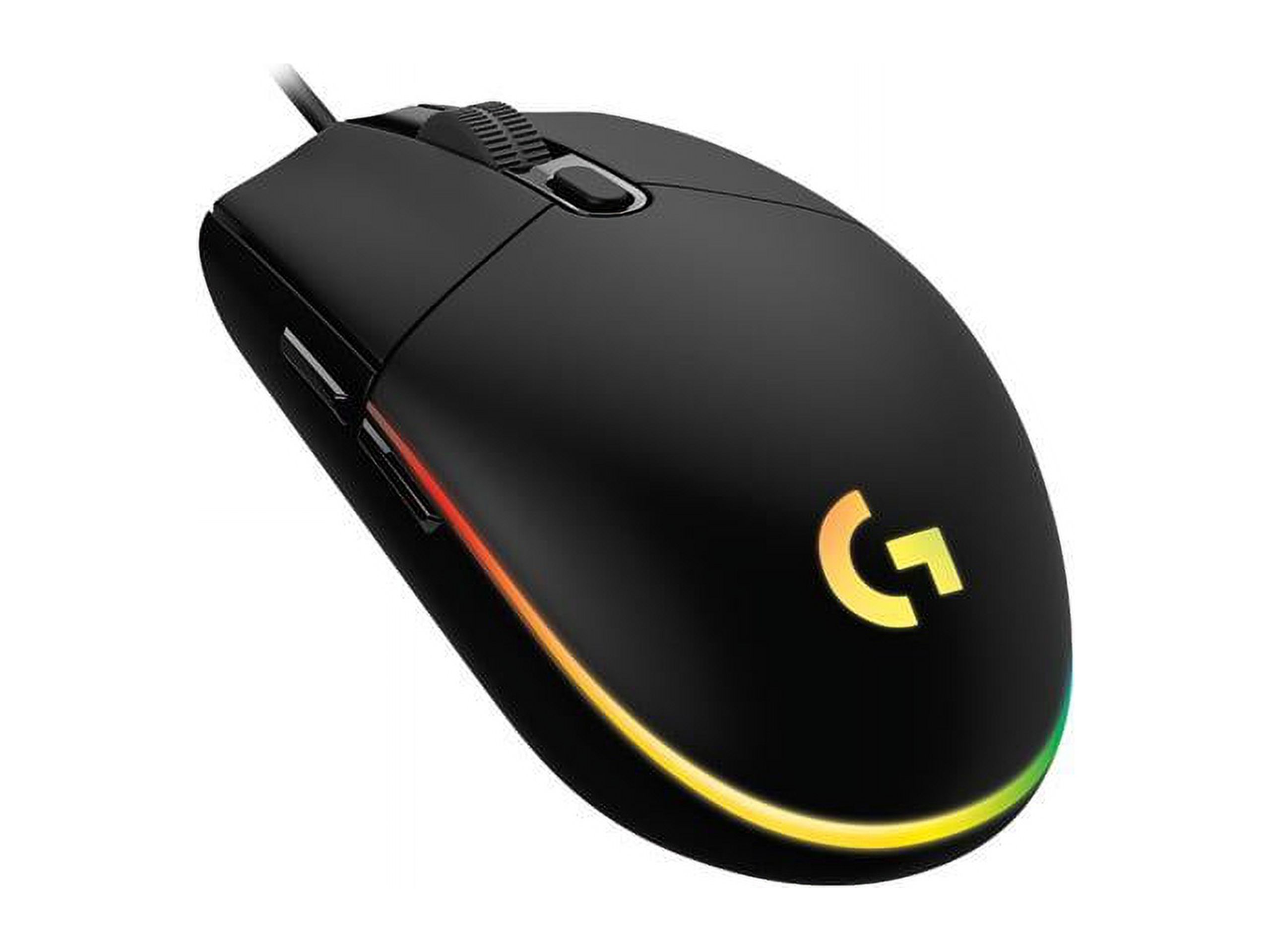 Logitech G203 Wired Gaming Mouse, 8,000 DPI, Rainbow Optical Effect LIGHTSYNC RGB, 6 Programmable Buttons, On-Board Memory, Screen Mapping, PC/Mac Computer and Laptop Compatible - Black - image 1 of 7