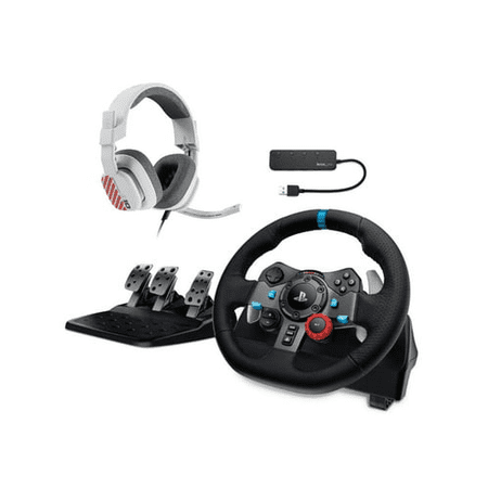 Logitech G29 Driving Force Racing Wheel and Floor Pedals with Headset Bundle