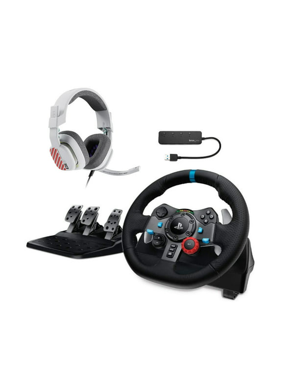 Logitech G29 Driving Force Racing Wheel and Floor Pedals with Headset Bundle