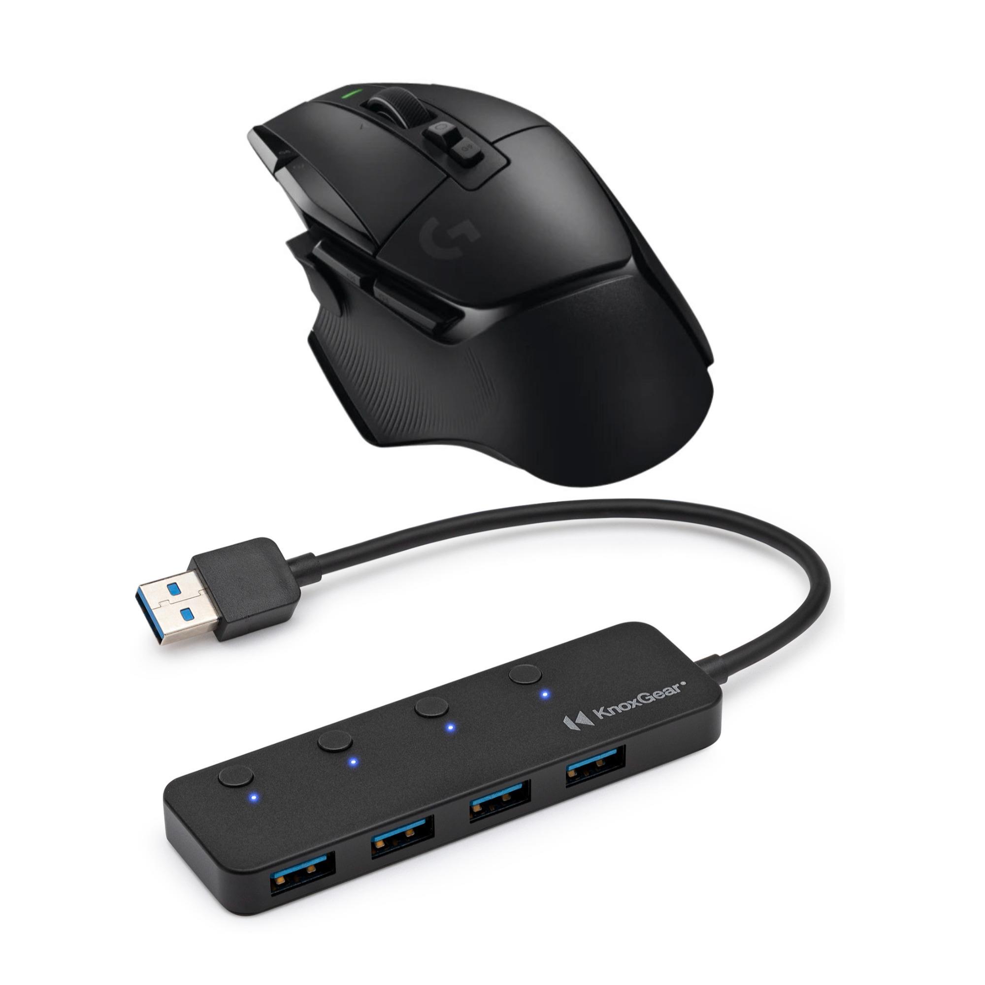 Logitech G502 X Lightspeed Wireless Gaming Mouse (Black) with 4-Port USB  3.0 Hub