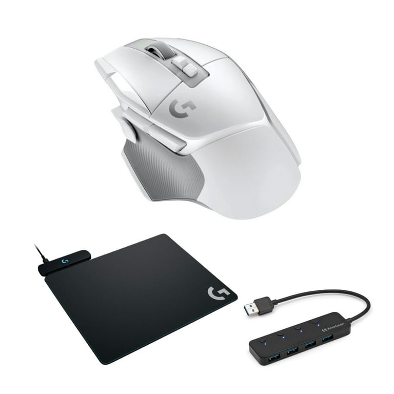 Logitech G502 Gaming (White) Mouse Bundle Lightspeed X Wireless