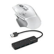 Logitech G502 X Lightspeed Wireless Gaming Mouse (White) with 4-Port USB 3.0 Hub