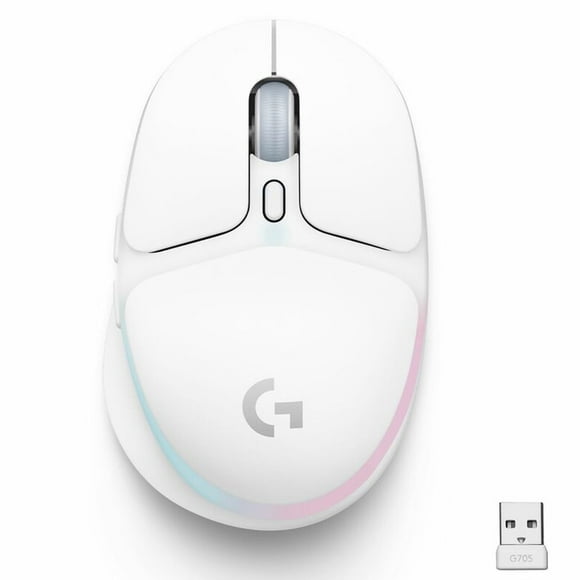 Logitech G705 Wireless Gaming Mouse, Customizable LIGHTSYNC RGB Lighting, LIGHTSPEED Wireless, Bluetooth Connectivity, Lightweight, PC/Mac/Laptop - White Mist