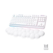 Logitech G715 Wireless Gaming Keyboard with LIGHTSYNC RGB Lighting, LIGHTSPEED, Tactile Switches GX Brown, and Keyboard Palm Rest, PC and Mac Compatible, White Mist