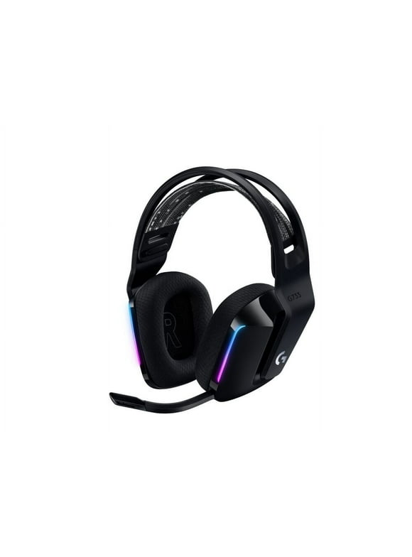 Logitech G733 LIGHTSPEED Wireless Gaming Headset with suspension headband, LIGHTSYNC RGB, Blue VO!CE mic technology and PRO-G audio drivers, Black