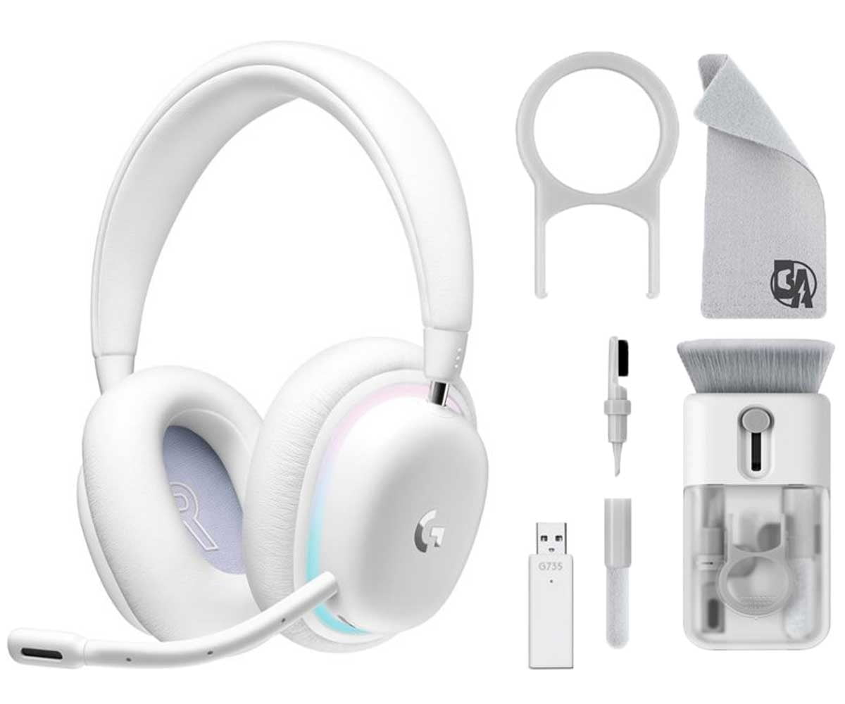 Logitech G735 Aurora Collection Wireless Gaming Headset White Mist With  Cleaning Kit Bolt Axtion Bundle Like New 
