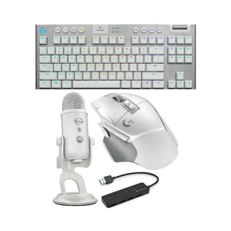 Logitech G915 TKL Tenkeyless Lightspeed Wireless Mechanical Gaming Keyboard (White) Bundle