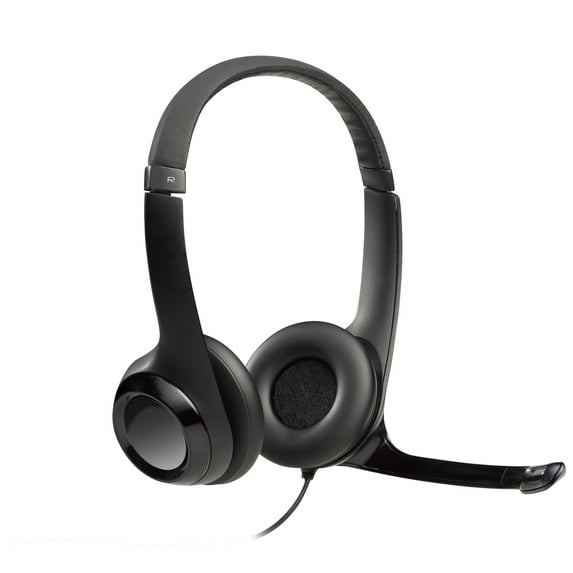 Logitech H390 Wired Headset, Stereo Headphones with Noise-Cancelling Microphone, USB, In-Line Controls, PC/Mac/Laptop - Black