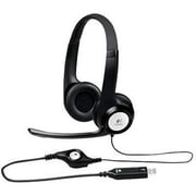 Logitech H390 Wired Headset, Stereo Headphones with Noise-Cancelling Microphone, USB, In-Line Controls, PC/Mac/Laptop - Black