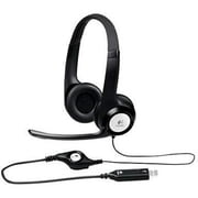 Logitech H390 Wired Headset, Stereo Headphones with Noise-Cancelling Microphone, USB, In-Line Controls, PC/Mac/Laptop - Black