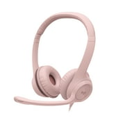 Logitech H390 Wired Headset for PC/Laptop, Stereo Headphones with Noise Cancelling Microphone, USB-A, In-Line Controls, Rose