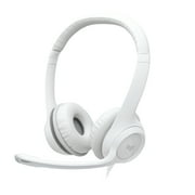 Logitech H390 Wired Headset for PC/Laptop, Stereo Headphones with Noise Cancelling Microphone, USB-A, In-Line Controls, White