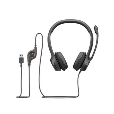 Logitech H390 Wired USB Headset, Stereo Headphones with Noise-Cancelling Microphone, USB, In-Line Controls, PC/Mac/Laptop, Black (981-000310)