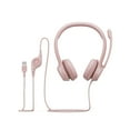 thumbnail interactive-video image 1 of Logitech H390 Wired USB Headset, Stereo Headphones with Noise-Cancelling Microphone, USB, In-Line Controls, PC/Mac/Laptop, Rose (981-001356), 1 of 8