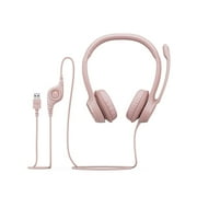 Logitech H390 Wired USB Headset, Stereo Headphones with Noise-Cancelling Microphone, USB, In-Line Controls, PC/Mac/Laptop, Rose 981-001356