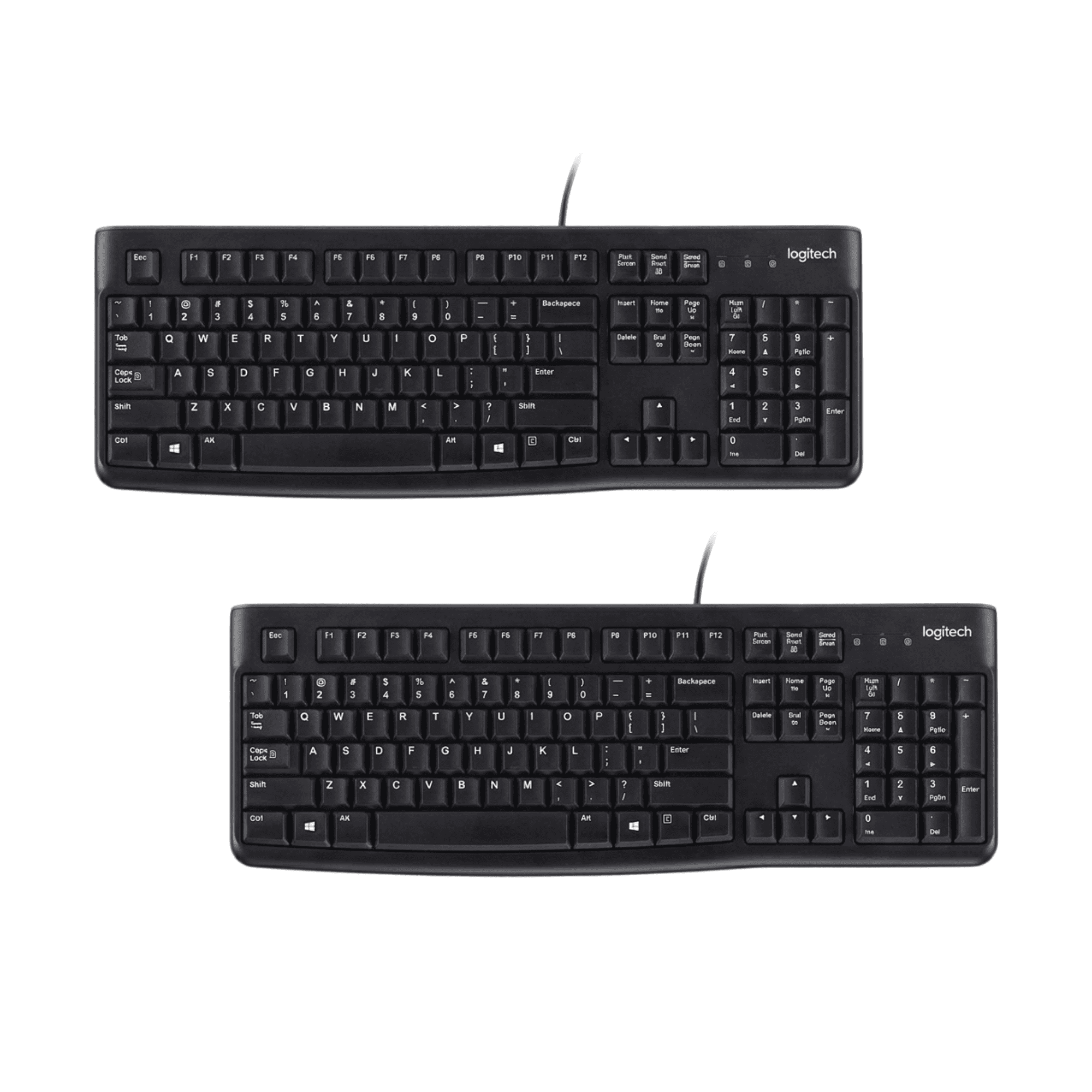 Logitech K120 Wired Keyboard (2 Pack), Full-Size USB Keyboard with Number Pad, Spill-Resistant, Quiet Typing, Plug and Play