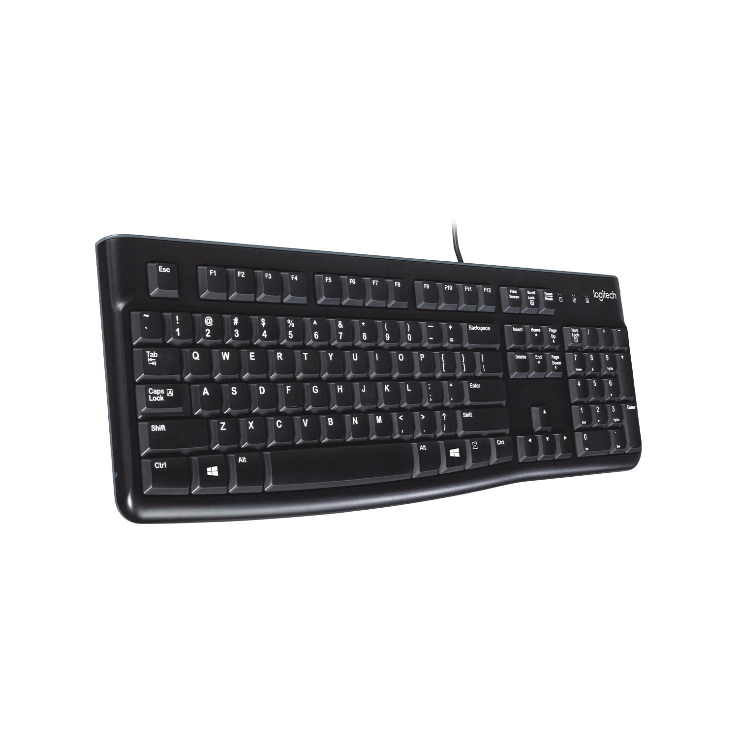 Logitech K120 Wired PC, with Keyboard Plug-and-Play, for Laptop, USB Space Black Full-Size, Curved Bar, Compatible Spill-Resistant, Windows
