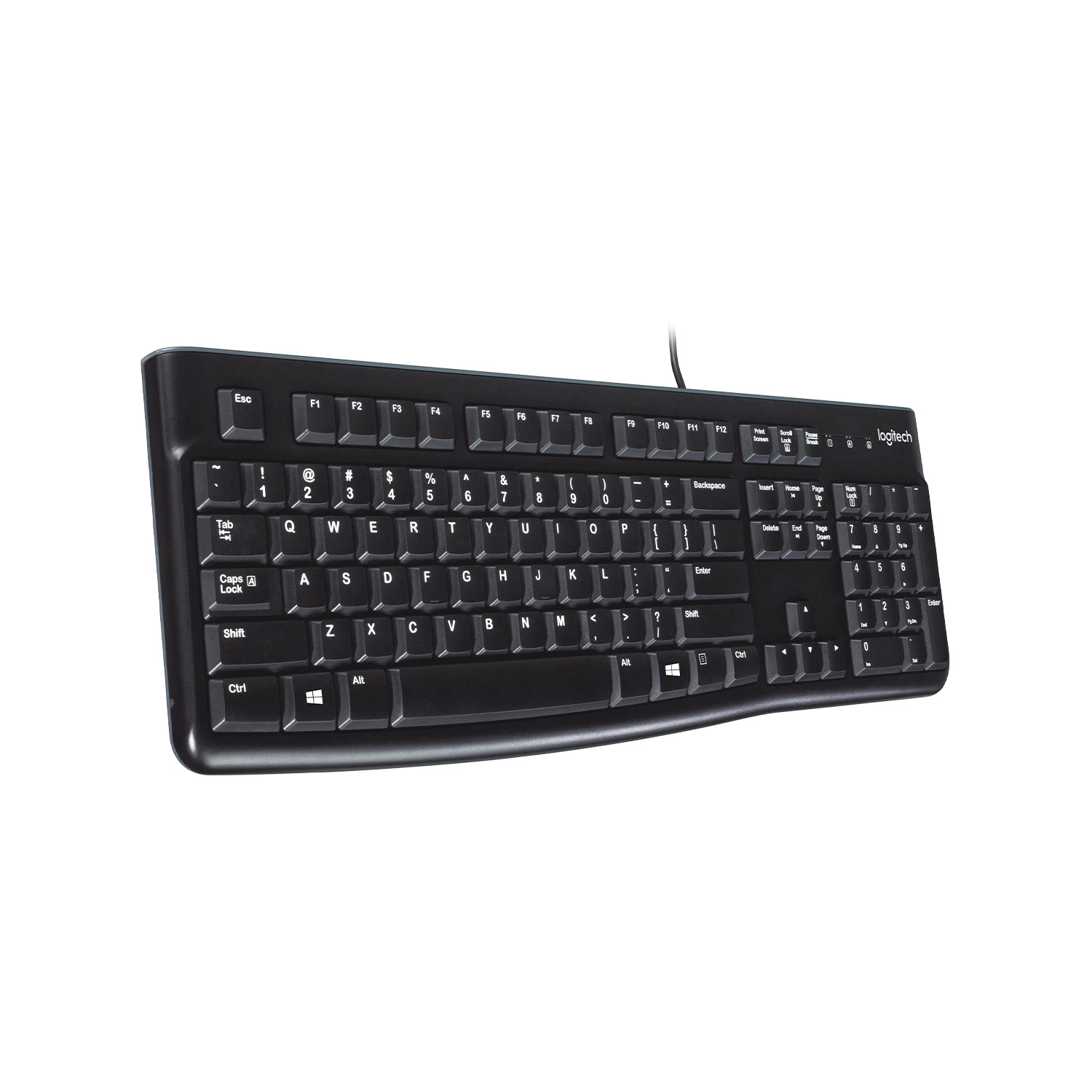 Logitech K120 Wired Keyboard for Windows, USB Plug-and-Play, Full-Size, Spill-Resistant, Curved Space Bar, Compatible with PC, Laptop, Black - image 1 of 7