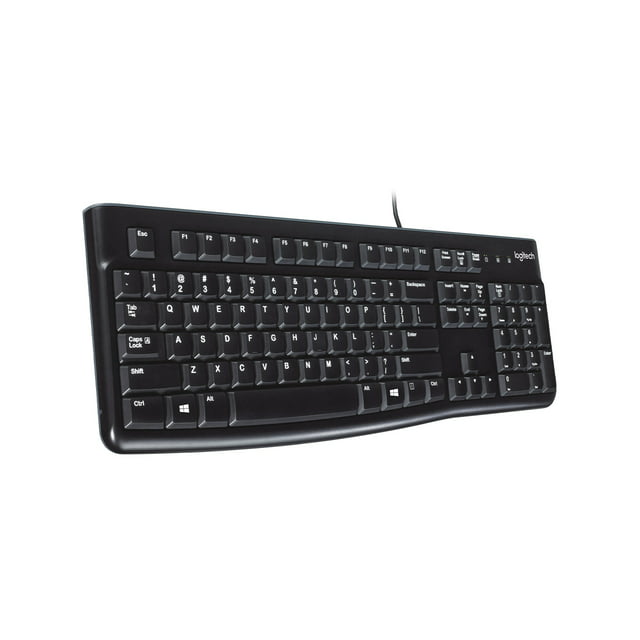 Logitech K120 Wired Keyboard for Windows, USB Plug-and-Play, Full-Size, Spill-Resistant, Curved Space Bar, Compatible with PC, Laptop, Black