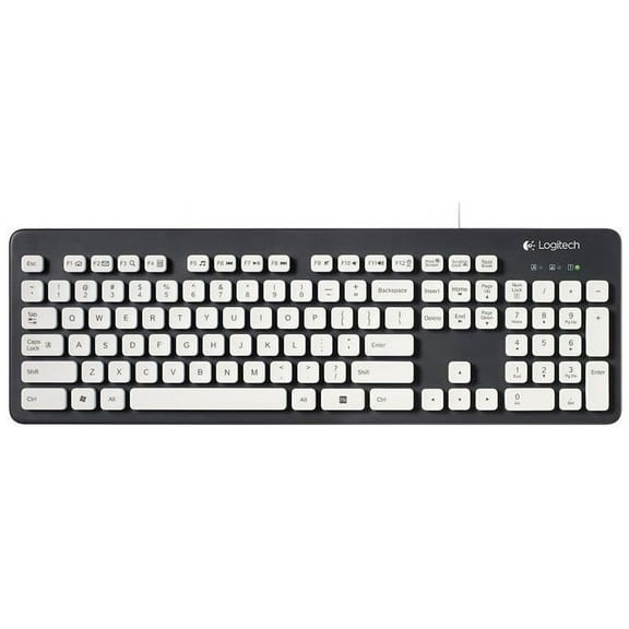 Logitech K310 USB Full Size Standard Keyboard, Black & White