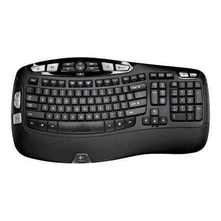 Logitech - K350 Ergonomic Full-size Membrane Wireless Keyboard - Black