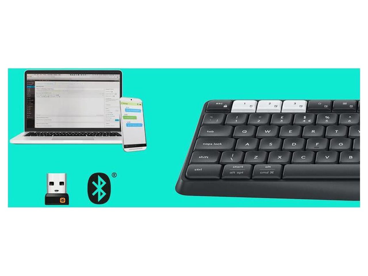 Logitech K375s Multi-Device Wireless Keyboard and Stand Combo 920-008165 Black Bluetooth Wireless Standard K375s Multi-Device Wireless Keyboard and Stand Combo