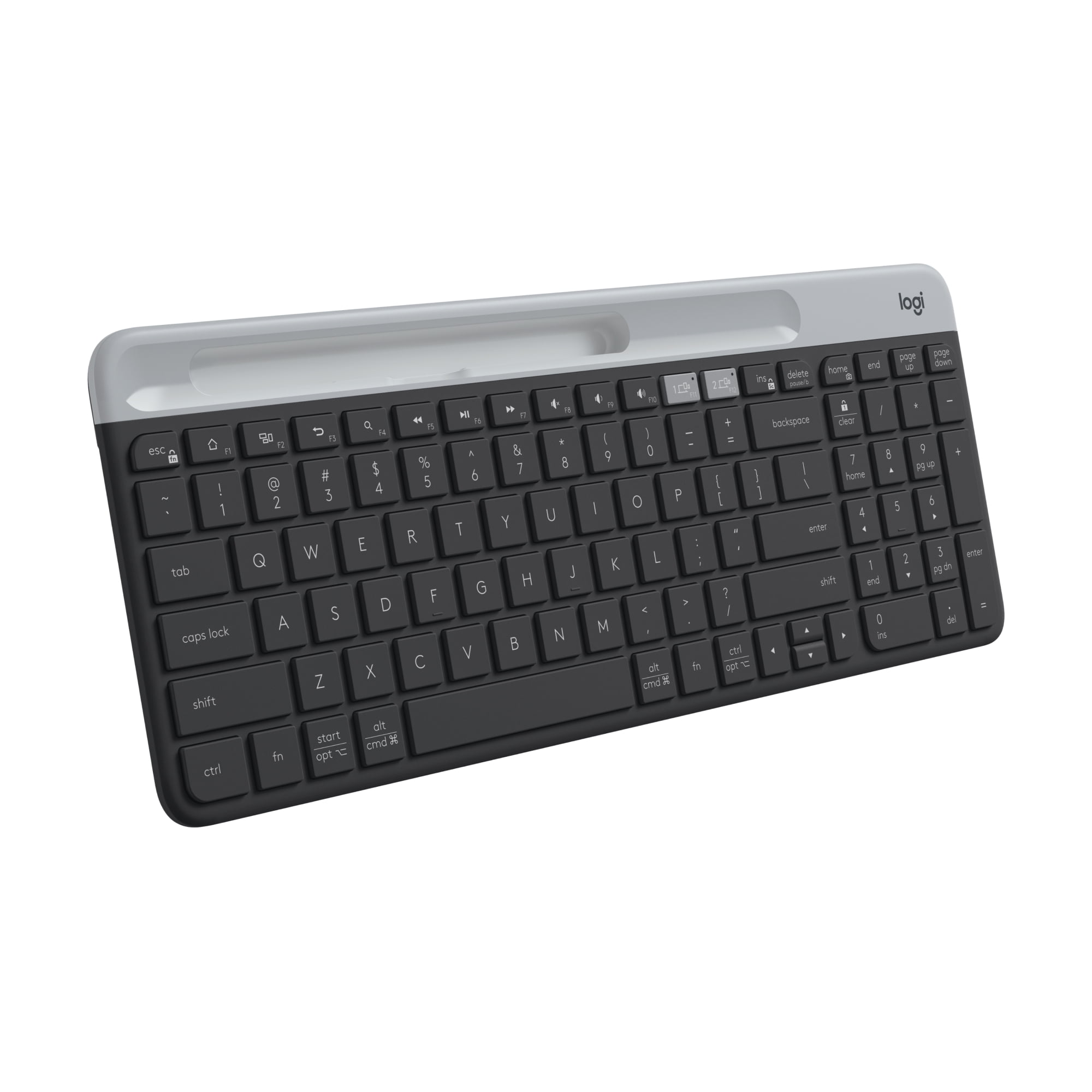 Logitech K585 Multi-Device Slim Wireless Keyboard, Built-in Cradle for Device; for Laptop, Tablet, Desktop, Smartphone, Win/Mac, Bluetooth/Receiver, Compact, Easy Switch, 24...
