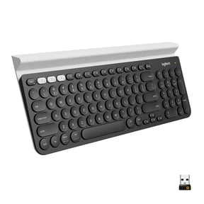 Logitech K780 Multi-Device Wireless Keyboard for Windows, Apple, Android or Chrome, Wireless 2.4GHz, Bluetooth, Smartphone and Tablet Cradle, Quiet, compatible with PC, Mac, Laptop