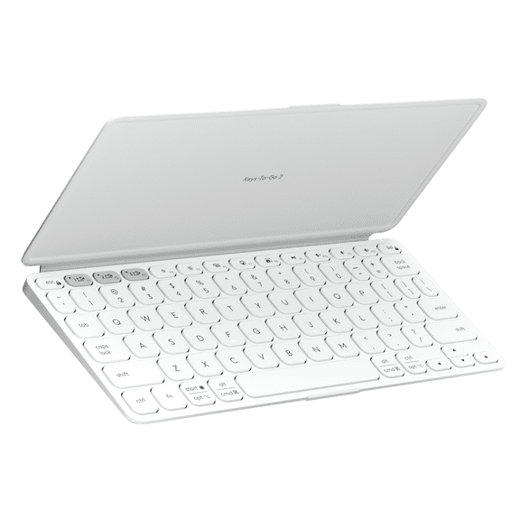 Logitech Keys-To-Go 2 Portable Bluetooth Keyboard for Tablet With Built-in Cover, Slim and Compact Wireless Keyboard for Windows, Android, Linux, iPad, iPhone, Mac, Apple TV, Pale Gray