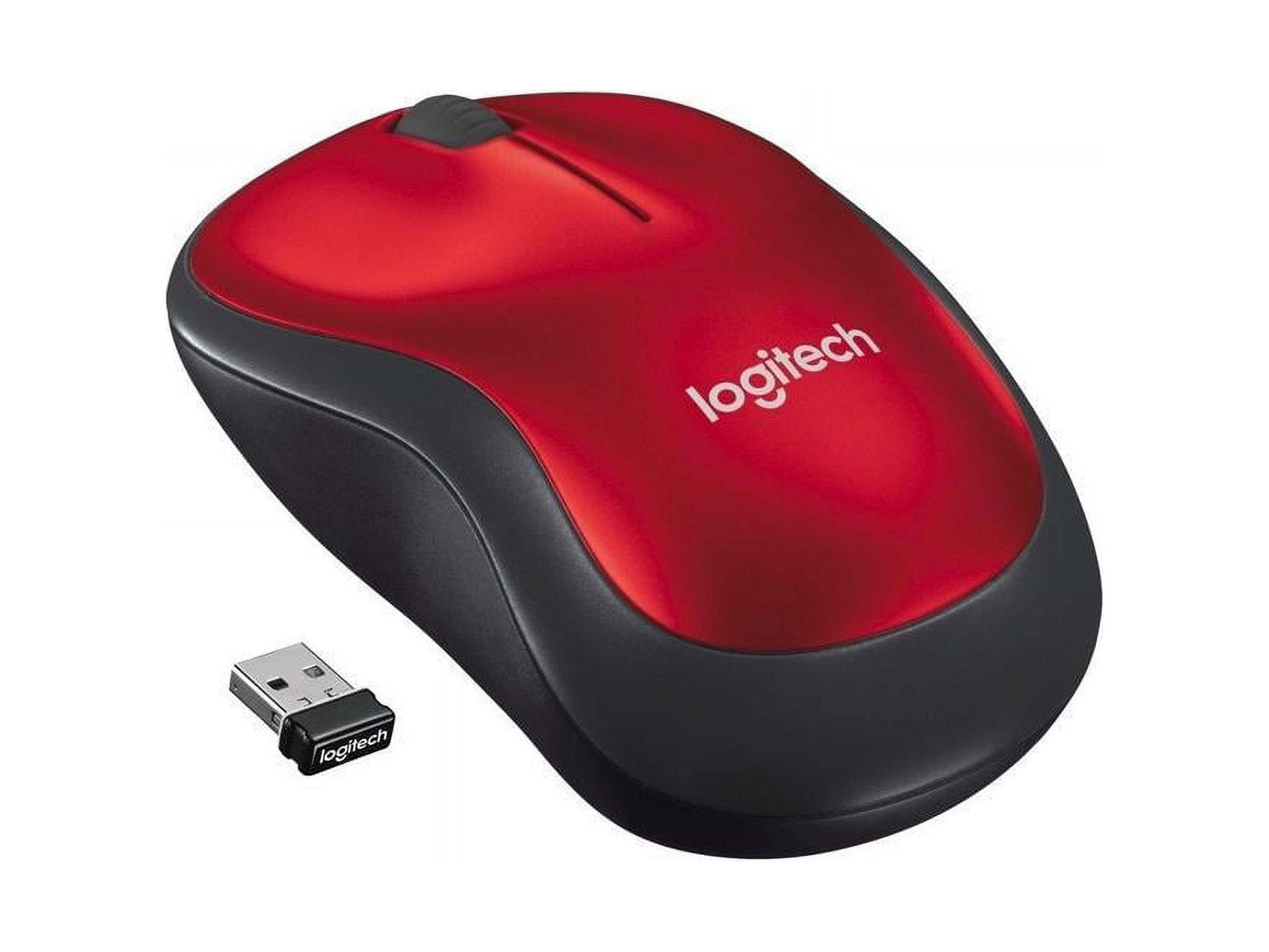 Logitech M185 Wireless Mouse, 2.4GHz with USB Mini Receiver, Ambidextrous, Red - image 1 of 15