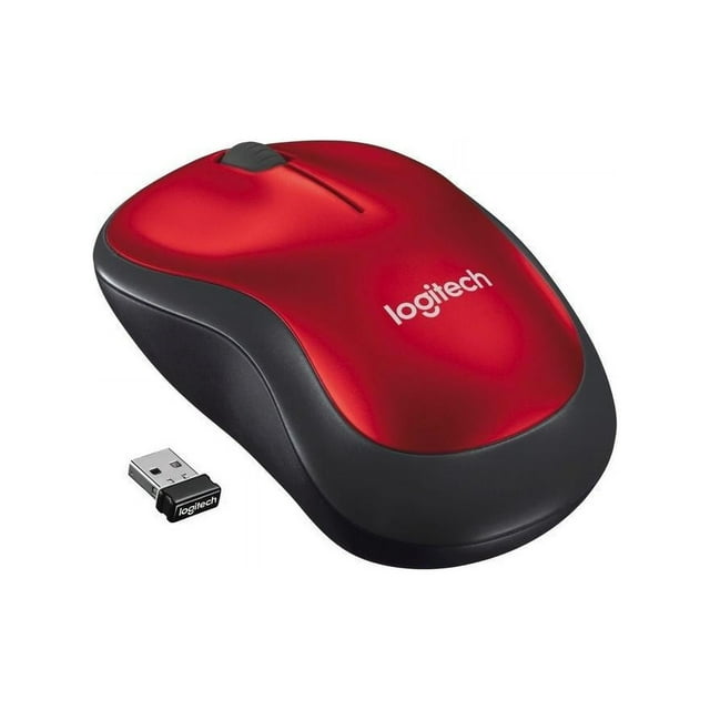 Logitech M185 Wireless Mouse, 2.4GHz with USB Mini Receiver, Ambidextrous, Red