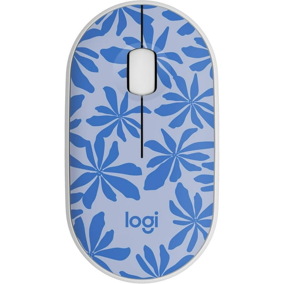 Logitech M340 Wireless Mouse with Limited Edition Prints, USB Receiver and Silent Clicks, Portable Wireless Mouse for Laptop, PC, Windows, Chrome, Surface Blue Floral