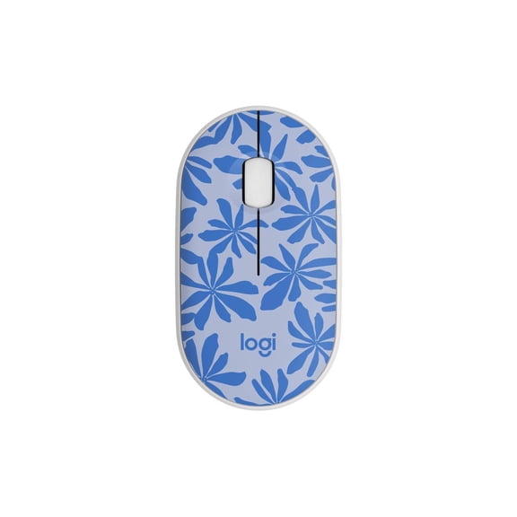 Logitech M340 Wireless Mouse with Limited Edition Prints USB Receiver and Silent Clicks Portable Wireless Mouse for Laptop PC Windows Chrome Surface - Blue Floral