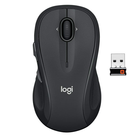Logitech M510 Wireless Mouse, 2.4 GHz with USB Unifying Receiver, 1000 DPI Laser-Grade Tracking, 7-Buttons, 24-Months Battery Life, PC/Mac/Laptop - Graphite