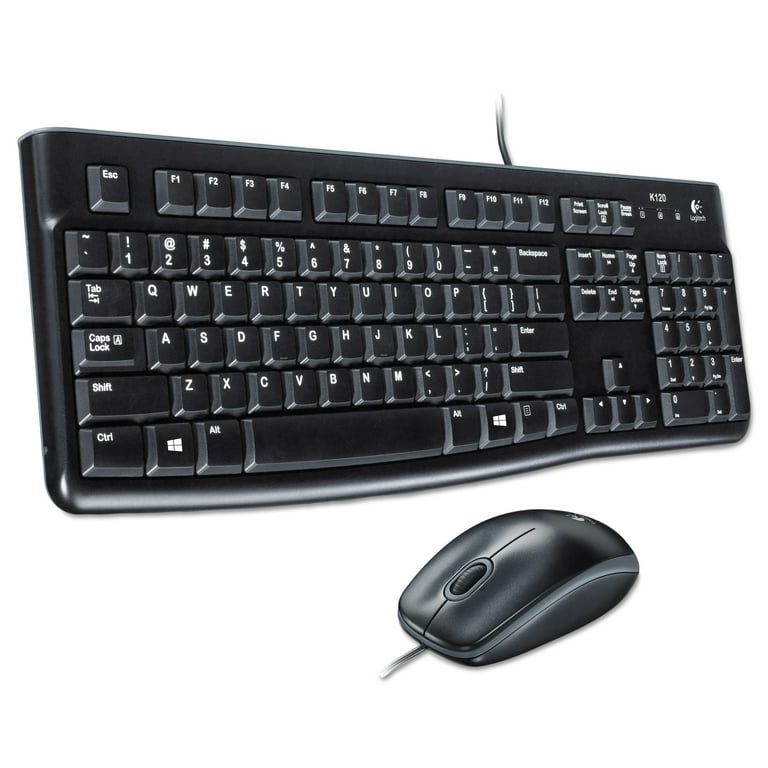 Logitech MK120 Wired Desktop Set Keyboard Mouse Combo USB PC Black Walmart