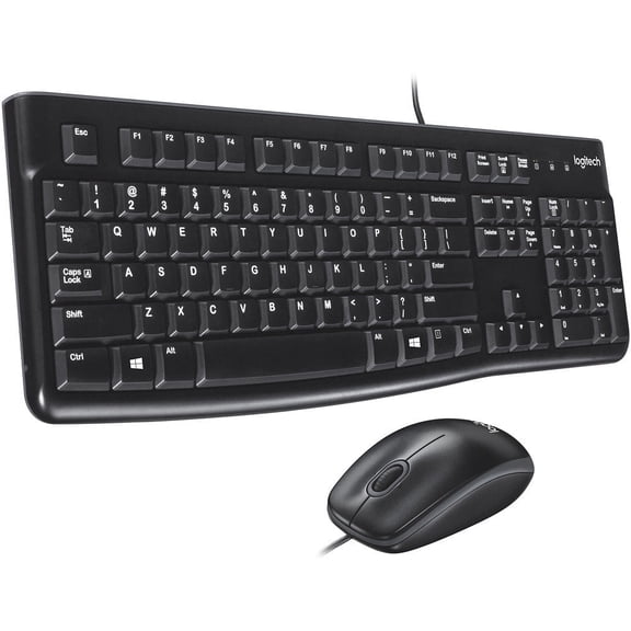 Logitech MK120 Full-size USB Wired Keyboard & Mouse Combo - Black