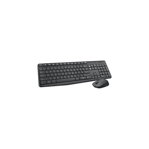 Logitech MK235 Wireless Straight Full-Size Keyboard & Ambidextrous Optical Mouse, Black