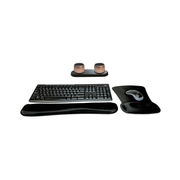 Logitech MK270 Wireless Keyboard & Mouse Combo Active Lifestyle Travel Home Office Modern Bundle with Set of 2 Pro Portable Wireless Bluetooth Speakers, Charging Tray, Gel Wrist Pad & Gel Mouse Pad
