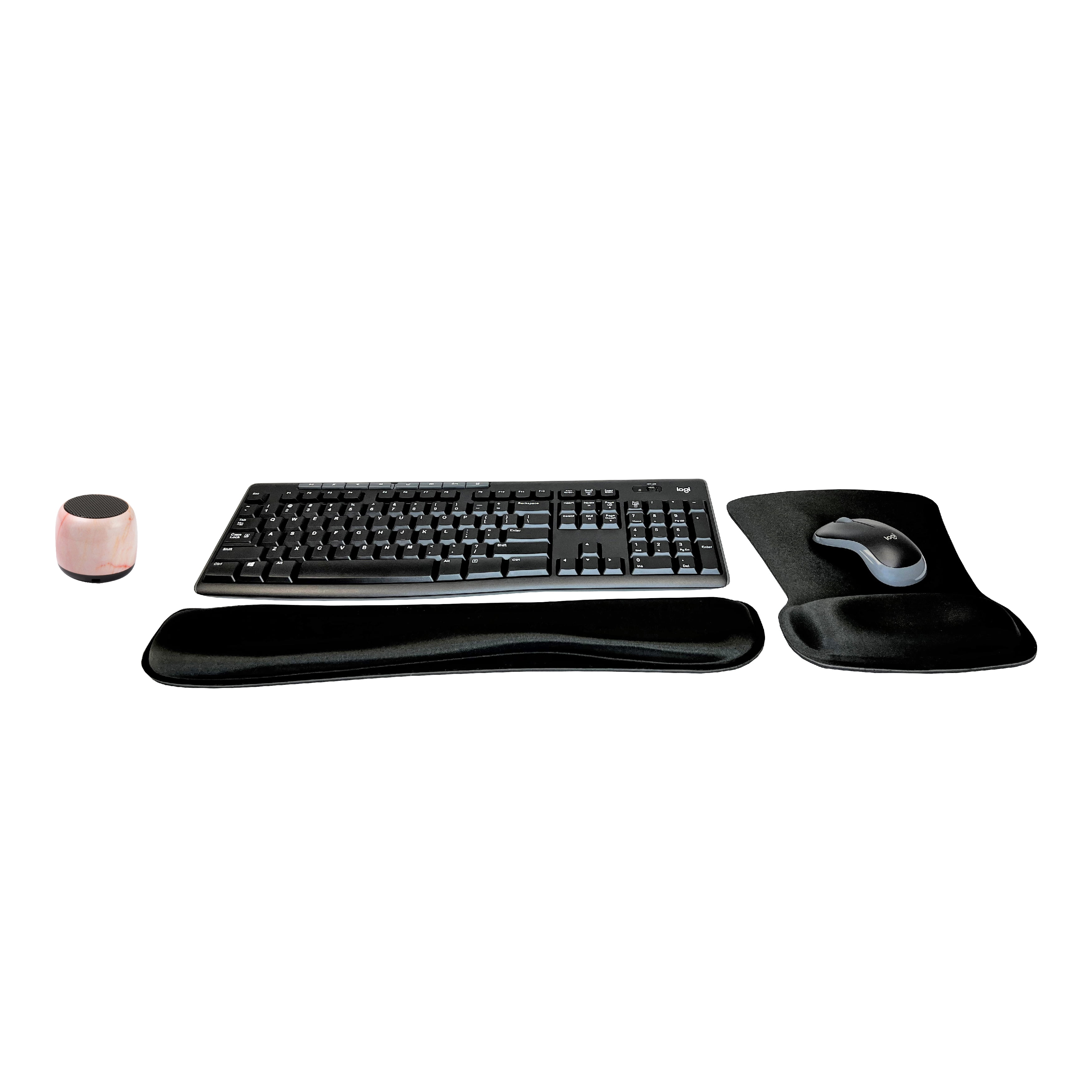 Logitech MK270 Wireless Keyboard & Mouse Combo Active Lifestyle Travel Home Office Modern Bundle with Special Edition Micro Portable Wireless Bluetooth Speaker, Gel Wrist Pad & Gel Mouse Pad
