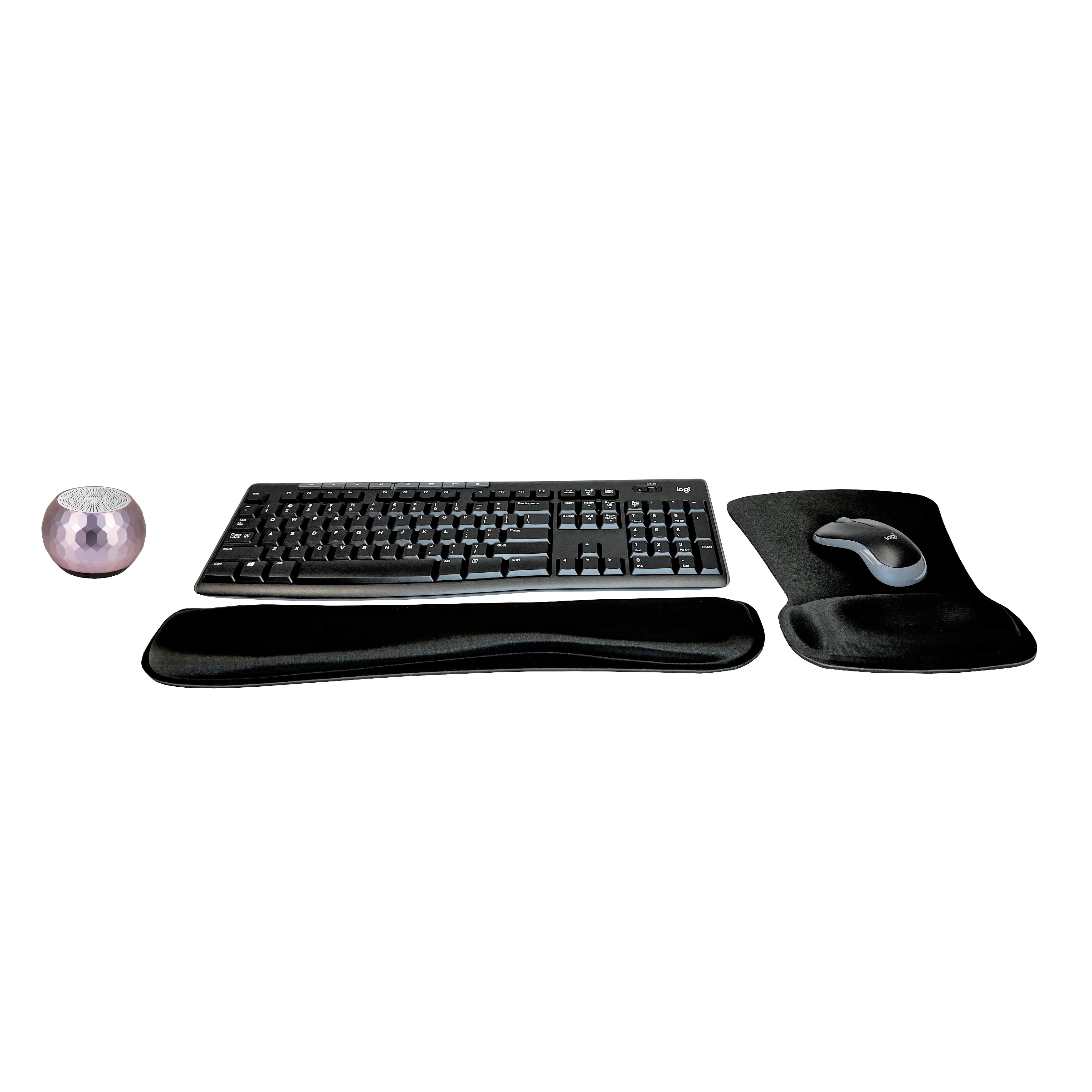 Logitech MK270 Wireless Keyboard & Mouse Combo Active Lifestyle Travel Home Office Must-Have Modern Bundle with Micro Glam Portable Wireless Bluetooth Speaker, Gel Wrist Pad & Gel Mouse Pad