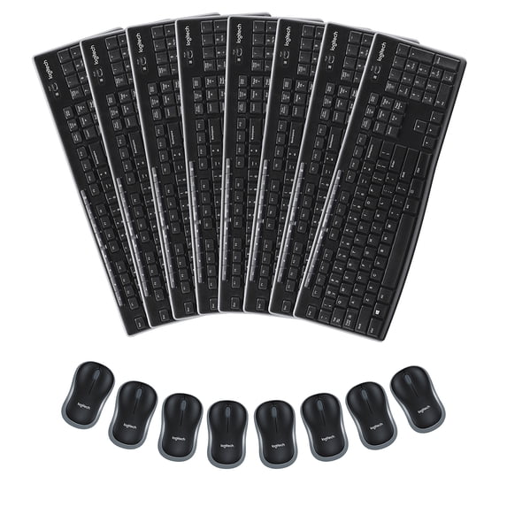 Logitech MK270 Wireless Keyboard & Mouse Combo Travel Home Office Modern Bundle for PC & Laptop, Pack of 8