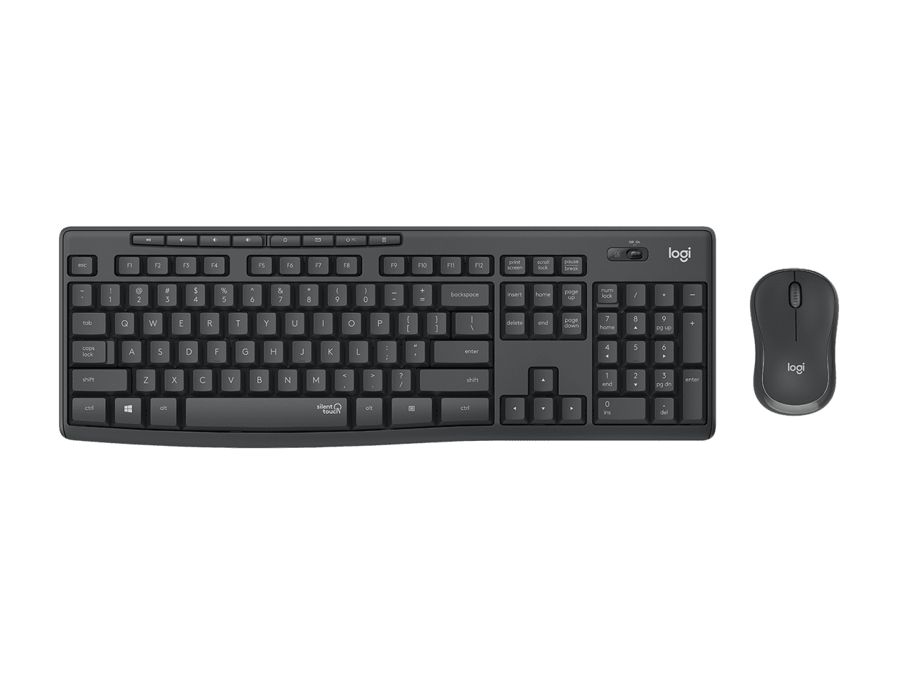 Logitech MK295 Wireless Mouse & Keyboard Combo with SilentTouch Technology, Full Numpad, Advanced Optical Tracking, Lag-Free Wireless, 90% Less Noise - Graphite